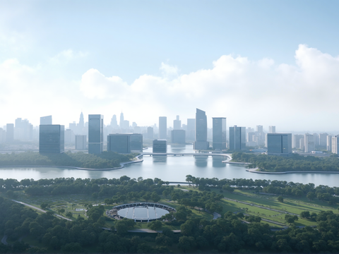  现代城市白天外景天空外景 