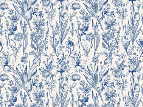  中式法式青花壁纸 