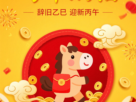  马年新年春节2026马年海报 