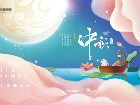  中秋文化宣传栏古风海报 