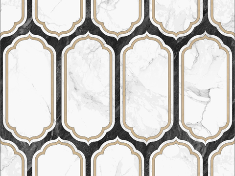  无缝大理石拼花几何花砖 大理石拼花 