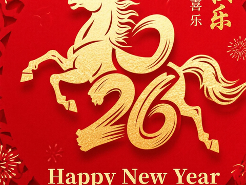  马年新年春节2026马年海报 