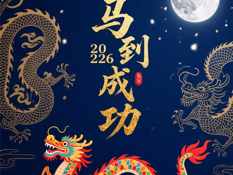  马年新年春节2026马年海报 