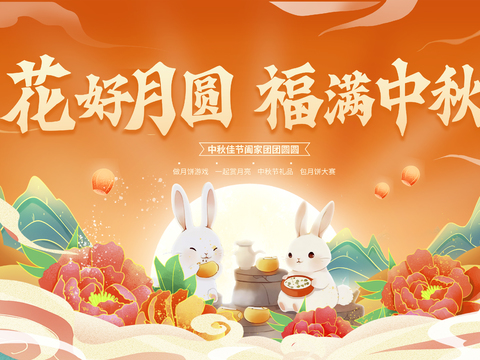  中秋文化宣传栏古风海报 