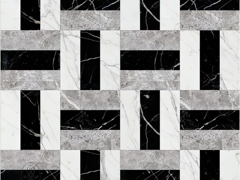  无缝大理石拼花几何花砖 大理石拼花 