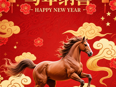  马年新年春节2026马年海报 