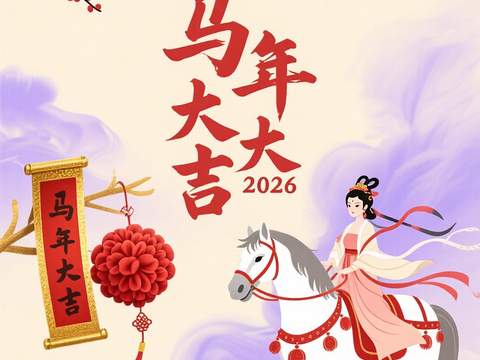  马年新年春节2026马年海报 