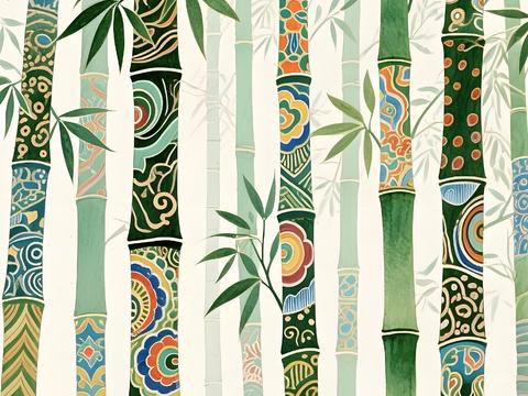  现代时尚艺术竹子挂画画芯 