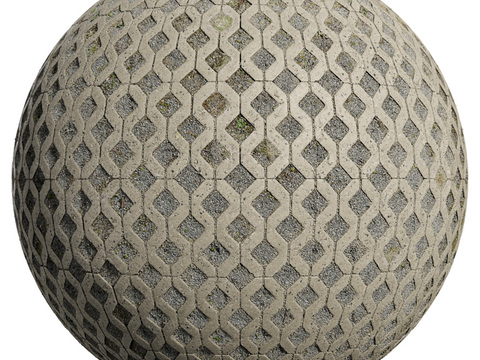  植草砖铺路石户外地面 PBR材质贴图 1K 