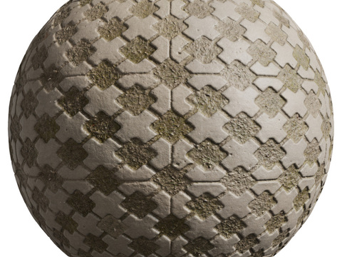  植草砖铺路石户外地面 PBR材质贴图 2K 