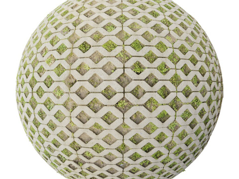  植草砖铺路石户外地面 PBR材质贴图 2K 