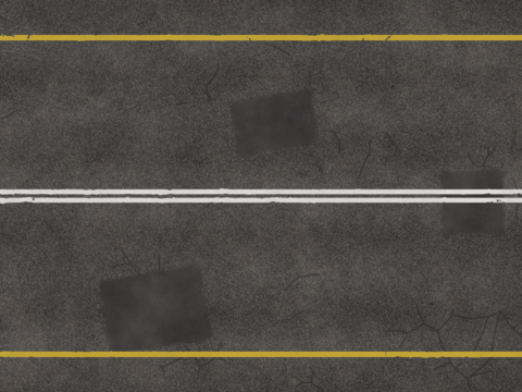  裂痕补丁双向两车道马路公路道路沥青路 PBR材质贴图 2k 