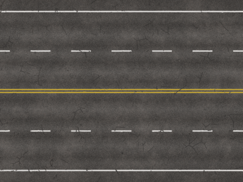  裂痕双向四车道马路公路道路沥青路 PBR材质贴图 2k 