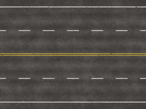  裂痕双向四车道马路公路道路沥青路 PBR材质贴图 2k 