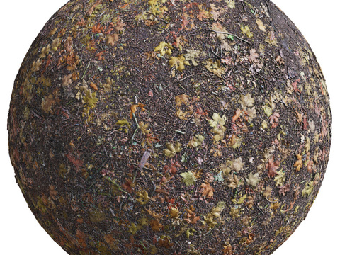  枯叶泥地草地土地自然地面地表 PBR材质贴图 1K 