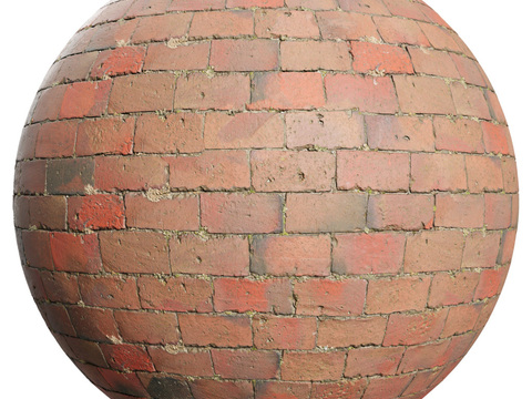  无缝红砖砖墙砖地老旧红砖 PBR材质贴图 2k 