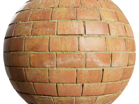  无缝老旧苔藓砖墙砖地 PBR材质贴图 2k 