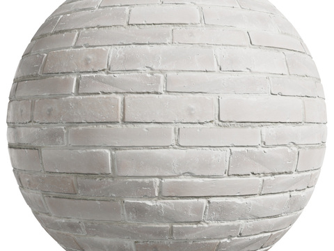  无缝白色砖墙 PBR材质贴图 1k 