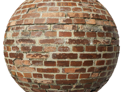  无缝破旧红砖砖墙 PBR材质贴图 2k 