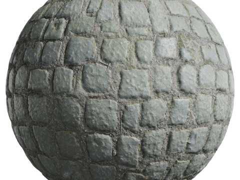  无缝石地石砖铺路石 PBR材质贴图 2k 