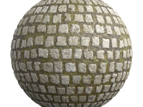  无缝石地石砖铺路石户外地面 PBR材质贴图 2k 