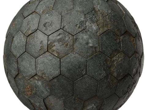  无缝黑色破旧六角地砖石板砖铺路砖户外砖 PBR材质贴图 1k 