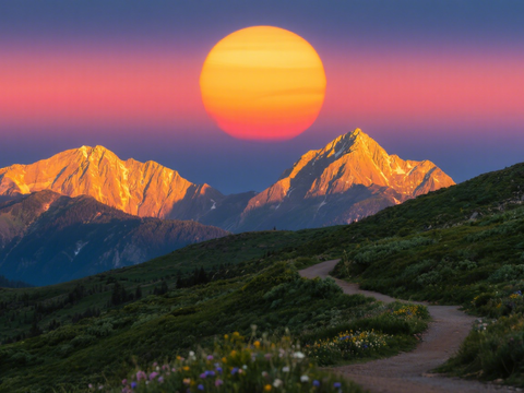  风景 黄昏 夕阳 山脉 
