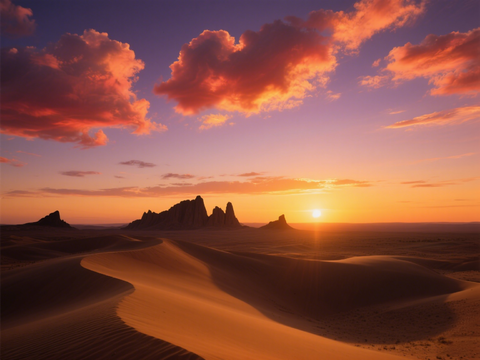  黄昏 夕阳 沙漠 