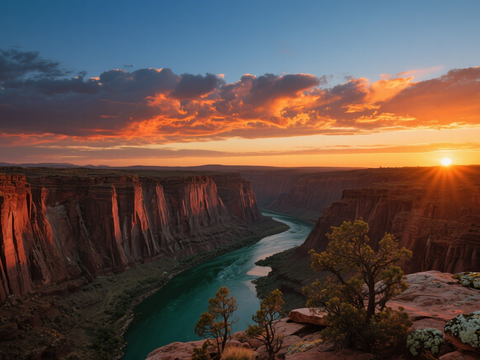  风景 黄昏 夕阳 湖面 山脉 