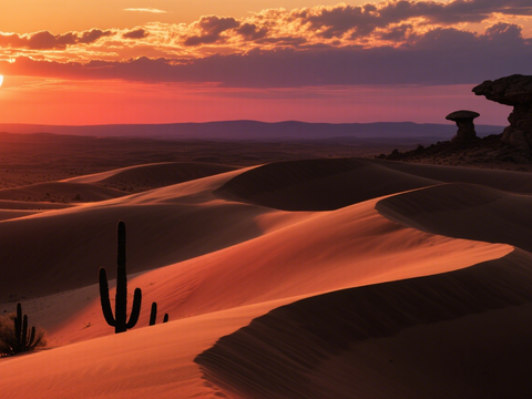  风景 黄昏 夕阳 沙漠 