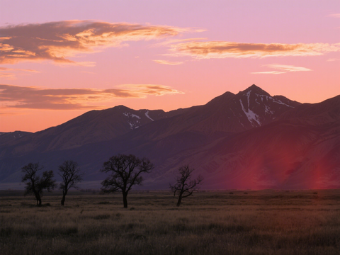  黄昏 夕阳 山脉 