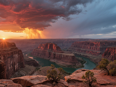  风景 黄昏 夕阳 湖面 山脉 