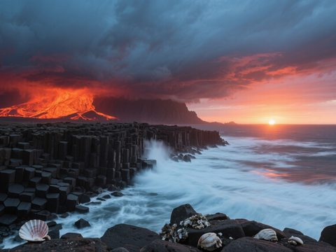  风景 黄昏 夕阳 湖面 海边 