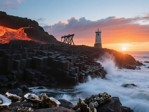  风景 黄昏 夕阳 湖面 海边 