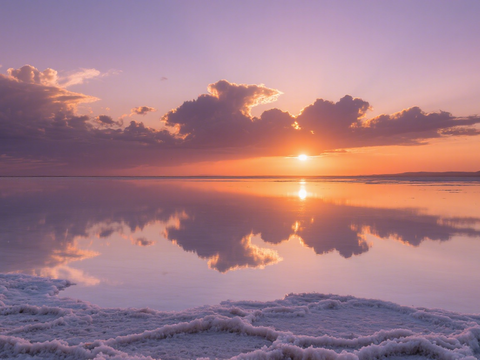  风景 黄昏 夕阳 湖面 