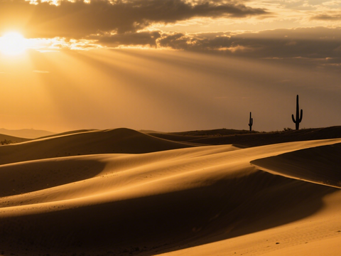  风景 黄昏 夕阳 沙漠 