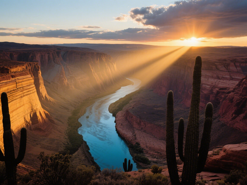  沙漠 黄昏 夕阳 湖面 