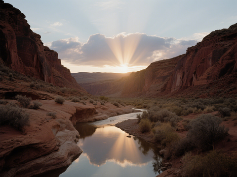  黄昏 夕阳 山脉 