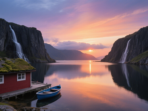  风景 黄昏 夕阳 湖面 