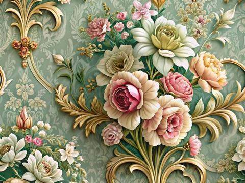  中古美式家居客厅 带动画 中古风壁画 