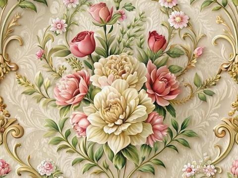  中古美式家居客厅 带动画 中古风壁画 