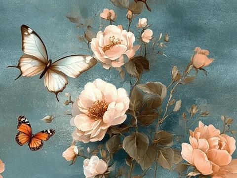  中古美式家居客厅 带动画 中古风壁画 