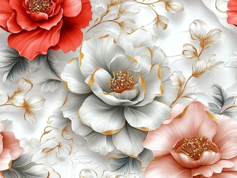  中古美式家居客厅 带动画 中古风壁画 