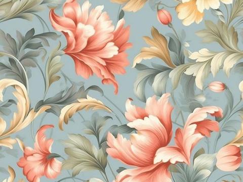  中古美式家居客厅 带动画 中古风壁画 