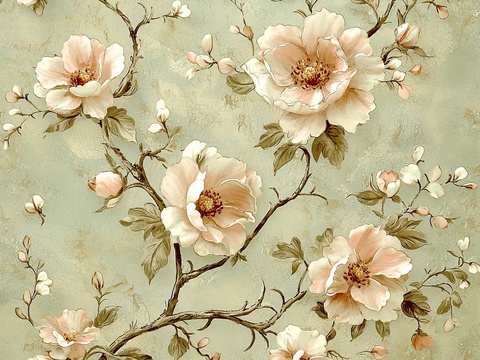  中古美式家居客厅 带动画 中古风壁画 