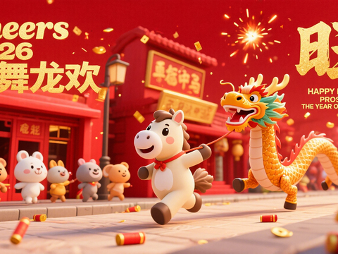  装饰画马年新年海报新年春节2026 