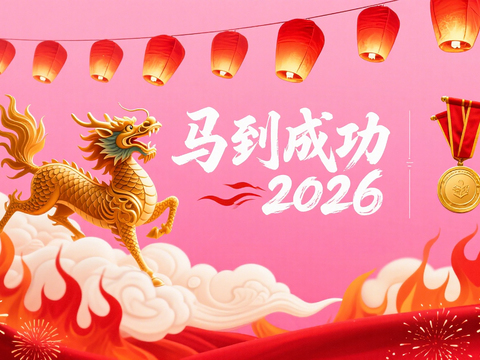  装饰画马年新年海报新年春节2026 
