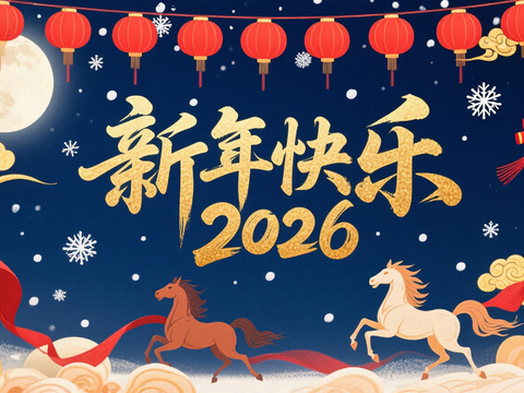  装饰画马年新年海报新年春节2026 