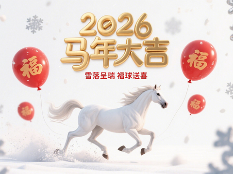  装饰画马年新年海报新年春节2026 