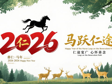  装饰画马年新年海报新年春节2026 